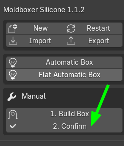 Moldboxer panel with the Confirm button highlighted.