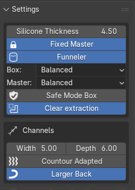Moldboxer settings menu in the Blender sidebar.
